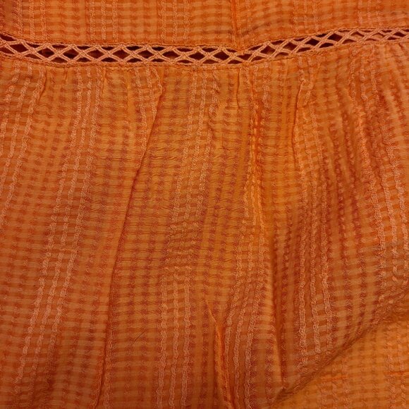 Sunkist Gingham Embroidered  Sleeveless Dress With Ruffle Straps Anthropologie - Picture 15 of 16